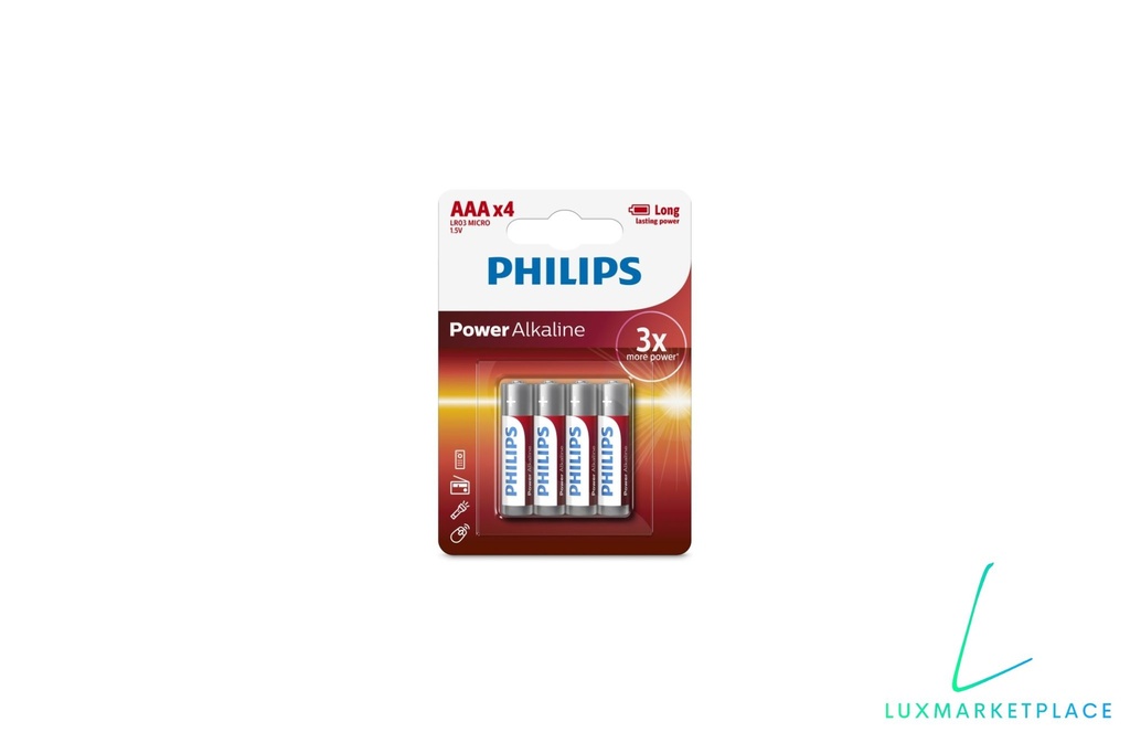 Piles Philips Alcaline R03 AAA (Pack de 4)