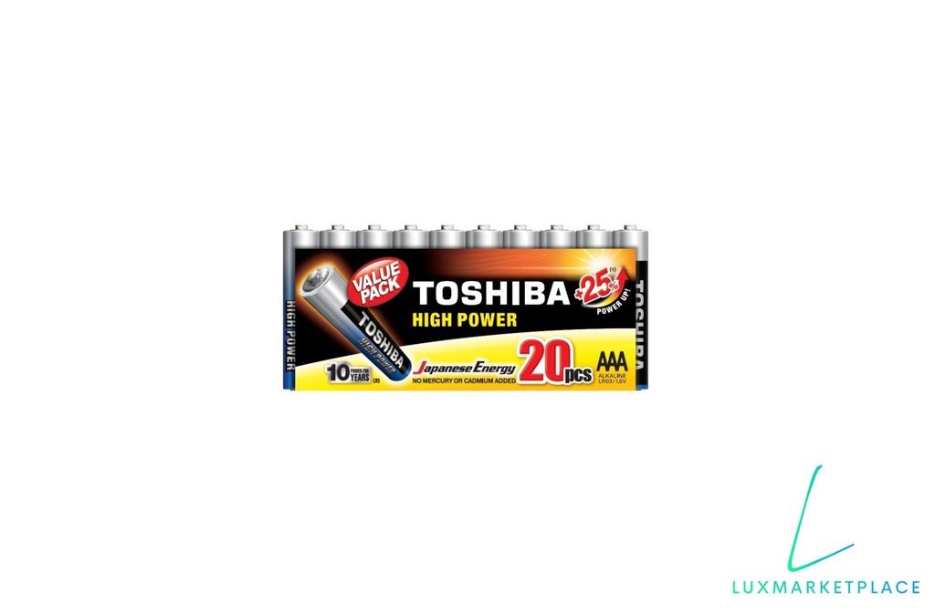 Piles Alcaline Toshiba AAA (pack de 20)